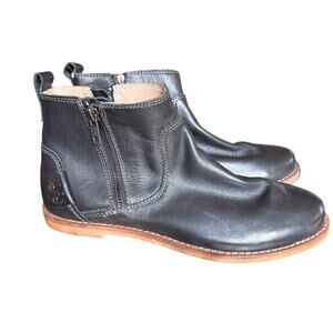 Taos Double Time Double Zip Black Leather Ankle Boots Flats Womens 7.5